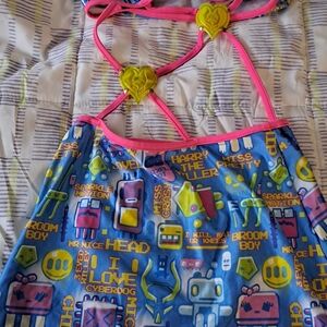 Colorful Cyberdog Dress with Heart Details